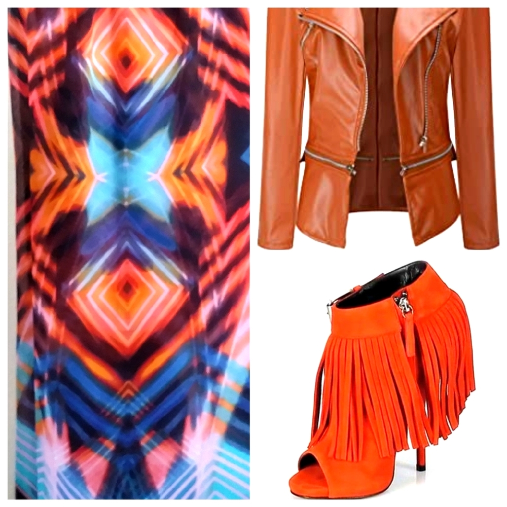 Vibrant "TRIBAL" Fluid Sheer Cover-Up Beach Pool Side Psychedelic Palazzo Pants